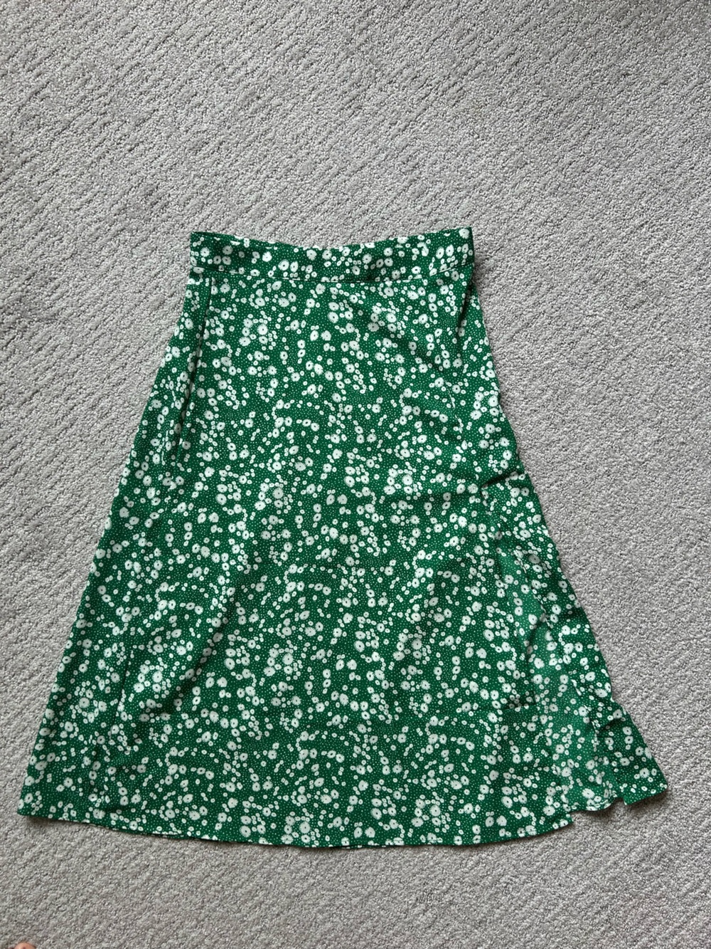 Green Floral Skirt with Slit